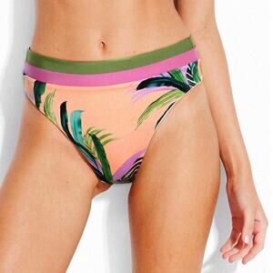 Seafolly Women's Reversible Las Palmas High Rise Bikini Bottom Size 6 Peach NWT